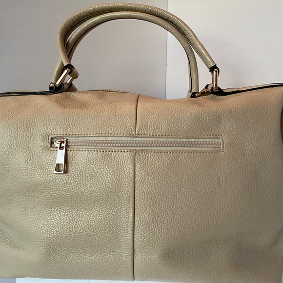 OraDelpine Adele Leather Satchel Tan exterior and fabric lining. - Picture 4 of 6